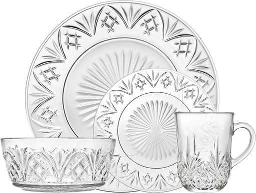 [BRSWECQZBZ6GY3I7] Godinger Dublin Dinnerware Set - Includes Dinner Plates, Dessert Plates, Bowls and Mugs - Set of 16