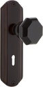 Nostalgic Warehouse 725421 Deco Plate Waldorf Black Door Knob in Timeless Bronze, Privacy 2.75 with Keyhole