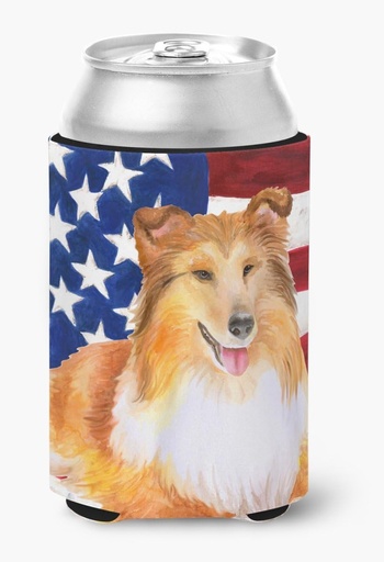 [BRSWGED7PN7WECTF] Caroline's Treasures BB9720CC Sheltie Patriotic Can or Bottle Hugger Cooler Washable Drink Sleeve Collapsible Beverage Insulated Holder, Can Hugger, Multicolor
