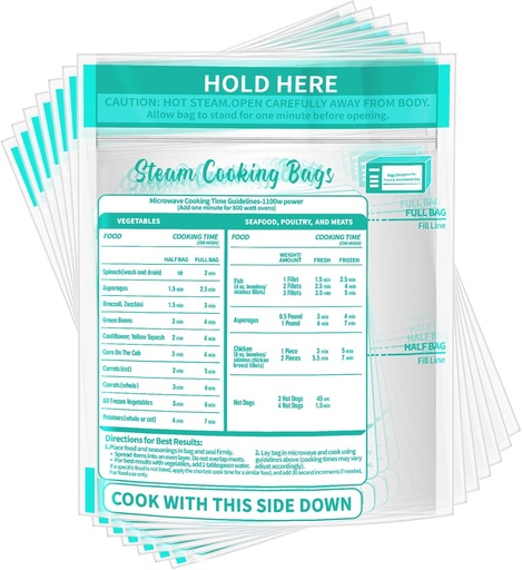 [BRSREZARDIGRSDLB] 30 Pcs Zipper Microwave Steam Bags Reusable Steam Cooking Bags for Vegetables Potatoes and Meat