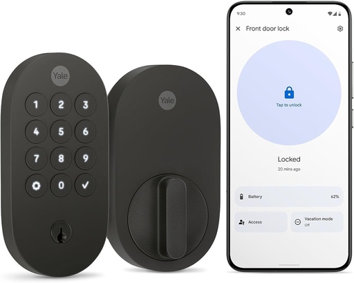 [BRSRMEIOBN7BAYLF] Yale Matte Black Keyed Deadbolt Smart Lock with Google Matter, YRD510-MT1-BLK