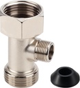 Bidet T Adapter, 7/8"x7/8"x3/8" 3-Way T Valve Connector with Washer Universal Metal T-Adapter for Shower Toilet Bidet Attachment Valve Hose Fitting Replacement Parts Accessories