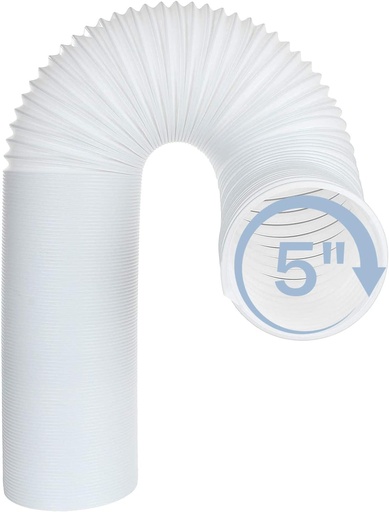 [BRSWYAYTPJ5QO2TX] Portable Air Conditioner Universal Exhaust Hose 5 Inch Diameter 59" Long Clockwise Thread Room Airconditioner AC Vent Replacement Tube
