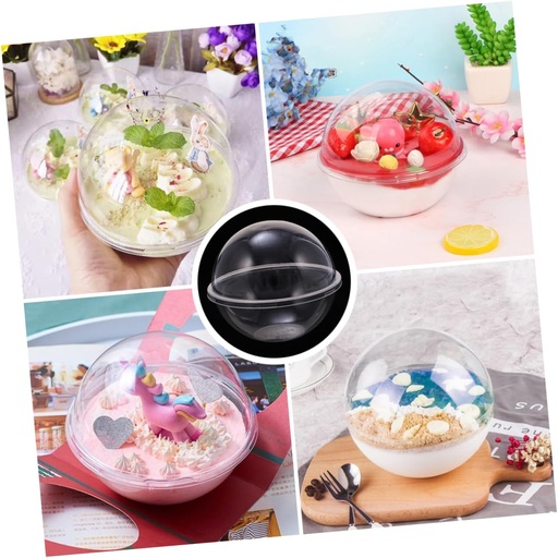 [BRSRABQNOUMRM23D] Unomor Plastic Cake Container Ball Shape 10pcs Mousse Ball Cake Storage Portable