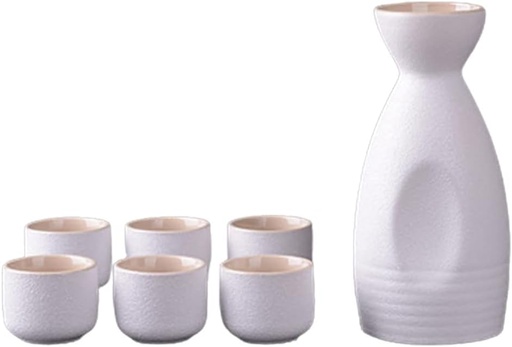 [BRSREYLRPN7QG3D2] Sake Set Japanese Sake Pot Set Traditional Sake Cup Porcelain Pottery Ceramic Crafts Wine Glasses Cups 7 Piece C Practical