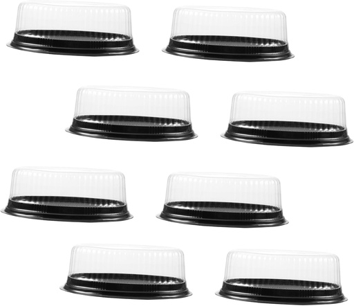 [BRSREHY7BUGWCGTL] 10pcs Portable Transparent Oval Cake Packing Boxes Black Plastic Pastries Dessert Containers for Party Gifts Shower Birthday Celebration