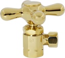Westbrass Cross Handle Angle Stop Shut Off Valve, 1/2" IPS Inlet with 3/8" Compression Outlet, Polished Brass, D103X-03