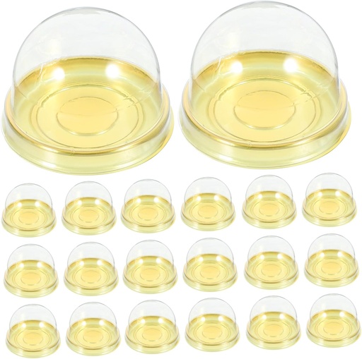 [BRSREYLYCJ5B4ADX] 50pcs Moon Cake Boxes with Transparent Dome Mini Cupcake Containers for Individual Treats Egg Yolk Puff Packaging for Desserts and Party Favors