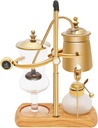 Belgian Belgium Royal Family Balance Syphon Siphon Coffee Maker Vacuum Brewing System, Vintage Classic Retro Luxury Exquisite Design, Elegant Double Ridged Fulcrum with Tee handle (Classic Gold)