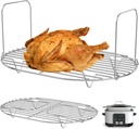 2Pcs Steam and Roast Rack for 8.5Qt Slow Cooker 304 Stainless Steel Slow Cooker Steamer Rack with Handle Reusable Roasting Steaming Rack Slow Cooker Pot Rack for MC1000, MC1001, MC1010 Series US