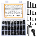 1680 Pcs M2 M3 M4 M5 Metric Hex Head Bolts and Nuts and Washers Set, Hex Socket Head Cap Screws Bolts and Nuts and Washers Assortment Kit, Black Machine Screws Set