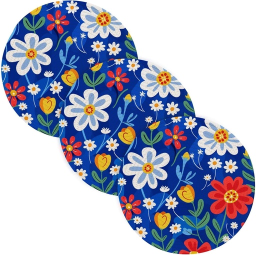[BRSREAIKO56WYH3U] 3 Pcs Heat Proof Trivet for Crock Pot 15in Hot Pads Kitchen Countertop Protector accesorios para mesa de comedor Colorful Florals Blue