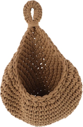 [BRSRAGL4OAJRMGTK] Teardrop Wall Hanging Basket Storage for Fruits Vegetables and More Bohemian Jute Rope Design for Kitchen Home Decor Medium Khaki