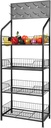 Retail Snack Display Stand, 4-Tier Snack Candy Display Organizer,Snack Rack, Grid Basket Stand Cart with Wheels for Home Convenience Stores Kitchen Snack Organizer Concession Stand Display Supplies