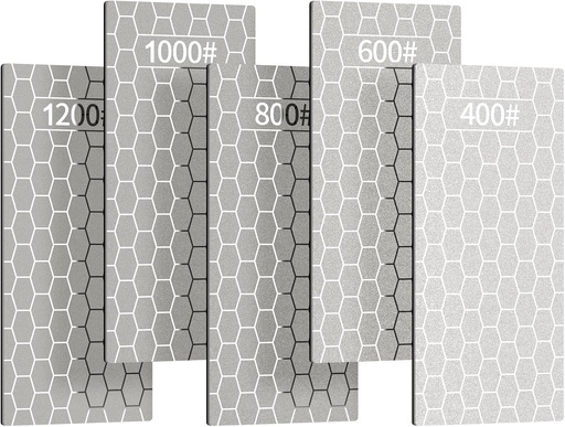 [BRSRABT2DEBBA33H] 5PCS Diamond Sharpening Stones, Kalolary Knife Sharpener Stone Grit Diamond Sharpener Plate Honing Stone with Non-slip Base for Chisels Camp Kitchen Outdoor Knife Tools (400/600/800/1000/1200 Grit)