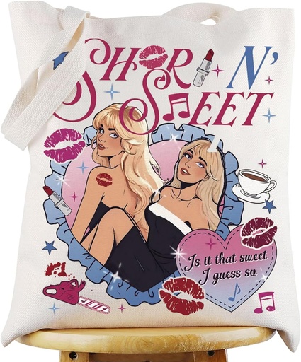[BRSRAH37AEAQI2TU] KEYCHIN Music Album Tote Bag Singer Fans Gifts Short n' Sweet Reusable Grocery Bag Music Song Merch