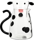 Angoily Cartoon Cow Clear Glass Bedside Night Water Set with Tumbler Cute Cow Glass Water Pitcher with Lid and Cup Ice Tea Lemonade Juice (500ml)