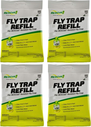 [BRSWYBQOBMMGOCLF] RESCUE! Reusable Fly Trap Refill – Outdoor Use - 4 Pack