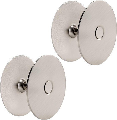[BRSROFIBCAPQM333] Door Hole Cover Plate, 2-5/8" Diameter Solid Steel, Hole Filler Plate (2, Satin Nickel)