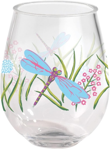 [BRSRMZYKAAHQYCQ3] Merritt Lolita Dragonfly Acrylic Stemless Wine Glasses, Gift Set of 2, Multicolor