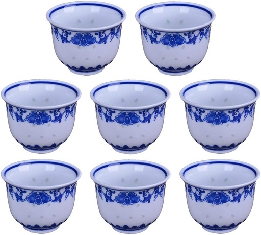 [BRSWYCQ6OINQYDTL] Chinese Handmade Kungfu Tea Cup 80 ml,Bone China Blue and White Tea Cups Set of 8,Ceramic Tea Mugs Without Handles,Best Gift