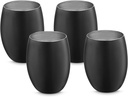 AVADOR Handcrafted Set of 4 Stainless Steel Shatterproof Glass Drinkware Tumbler Hammered Finish 16 Oz. each for Water | Wine | Moscow Mules | Stemless Wine Glass (Black Finish)