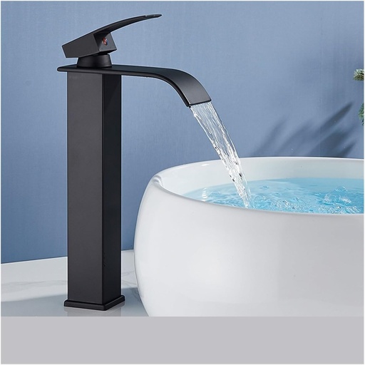 [BRSRAFT5O4JR6GQZ] Matte Black Waterfall Basin Faucet Bathroom Sink Water Tap Single Handle Hot Cold Water Mixer Tap Bathroom Torneiras Crane Tap(A-Matte Black)