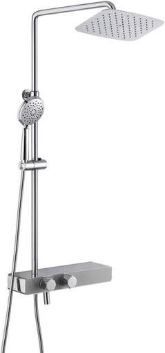 [BRSWYY37CAPWC33O] Thermostatic Shower System Chrome 3 Function Water Outlet Bathroom Wall Mounted Luxury Rain Mixer Shower Combo Set with Rain Top Shower, 3-Spray ABS Handheld Shower, Bathtub Faucet