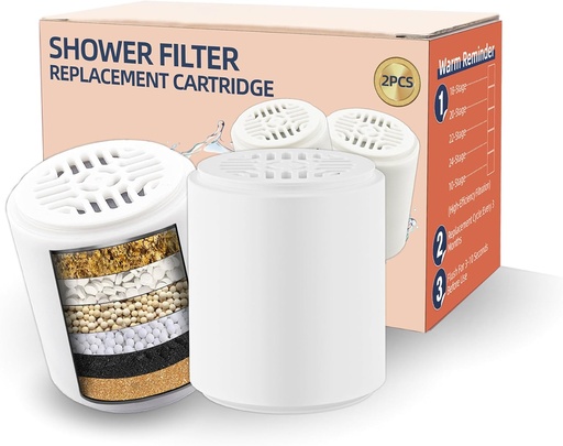 [BRSRAGL2AEFW2YLJ] 2 Pack 24 Stage Shower Head Filter Replacement Cartridge(Only Suit Our Shower Filter) Clean Hard Water Quickly Remove Chlorine Heavy Matals Softener with High Output FOR 3-6 Months