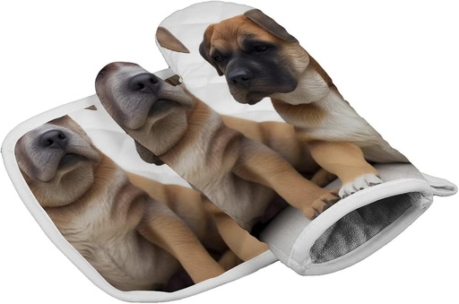[BRSRAAYHC4MRME34] Dog Oven Mitts and Pot Holders Sets Heat Resistant Kitchen Oven Mitts Gloves Hot Pads Gift for Cooking Kitchen Baking Cooking Grilling Microwave