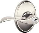 SCHLAGE Accent Lever with Wakefield Trim Keyed Entry Lock in Polished Nickel