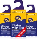 Powerful Moth Traps for Clothes & Closets | Refillable 3-Pack | Odor-Free & Natural | Moth Pheromone Traps for House & Clothing