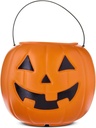 Halloween Pumpkin Treat Pail, Orange, 8", Trick or Treat, Decoration (Orange)