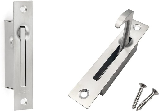 [BRSRMH37B56BACTL] Dontay Pocket Door Handle, 3.75" Edge Pull, Stainless Steel, Flush Mount Door Pull for Pocket Sliding Door, Cabinets, and Drawers (1, Brushed Nickel)