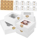 20Pcs Bakery Boxes with Window Paper Cupcake Containers for Pastries Desserts and Chocolates Easy Assembly for Home and Business Use