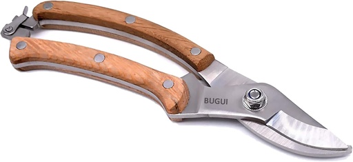 [BRSWY2QNAR4AGDLB] BUGUI Wood Handle Pruning Shears, SK-5 Steel Blade, 1-inch Cutting Capacity, Sharp, Well Designed Garden Shears, 8"