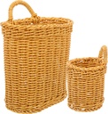 2pcs Modern Farmhouse Style Woven Hanging Baskets Fruit Veg Storage Basket Wall Hanging Kitchen Organizer Rattan Decor