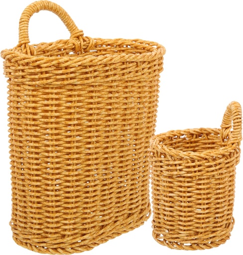 [BRSREYL6OAJWAEQ6] 2pcs Modern Farmhouse Style Woven Hanging Baskets Fruit Veg Storage Basket Wall Hanging Kitchen Organizer Rattan Decor