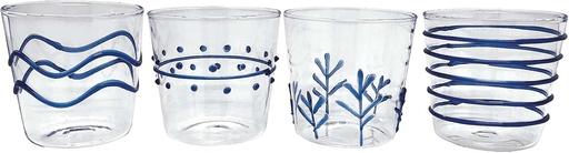 [BRSWGCD4A4NBE2D2] Mariposa Applique Blue Suite of Double Old-Fashioned Cocktail Glass, One Size, Clear
