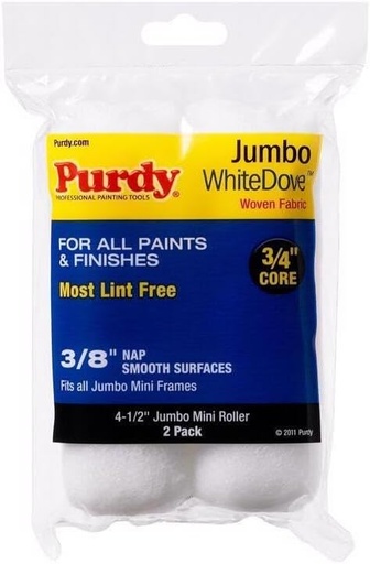 [BRSWI2T4BYBACD3U] Purdy 140624012 Jumbo Mini White Dove Roller Replacements, 2-Pack, 4-1/2 inch x 3/8 inch nap
