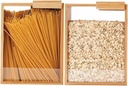 2 Pack Bamboo Food Storage Container Dispenser 3L Kitchen Organizers and Large Capacity Pantry Organization Storage For Cereal, Rice, Snacks