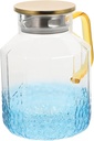 Glass Water Pitcher with Lid Capacity Beverage Jug for Iced Tea Juice Hot Drinks Elegant Design for Kitchen Fridge Use Easy to Clean Glass