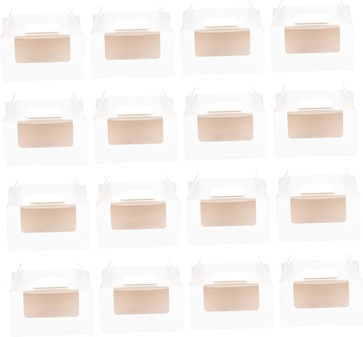 [BRSROA36PMHWGFLO] Cupcake Packaging Boxes 16pcs Muffin Cupcake Box Set Egg Tart Container White Safe Material