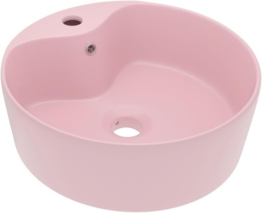 [BRSW2CQBCQCBY2AZ] vidaXL - Hardware>Plumbing>Plumbing Fixture Hardware & Parts>Plumbing Fixtures>Sinks>Bathroom Basins - All Products (Above 0 Value) - Luxury Wash Basin with Overflow Matt Pink 36x13 cm Ceramic