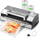 2026 Upgraded Precision Fast-Vacuum Sealer, LIWUNON Commercial Full Automatic Food Vacuum Sealer Machine, Double Heat Seal, Built-in Cutter&Bag Storage, Powerful Food Vacuum Saver, 2 Bag Rolls&hose