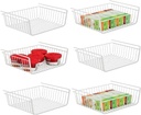 6 PACK Hanging Under Shelf Storage Basket Kitchen Cabinet Organizer Storage, Slides Under Wire Shelves for Counter Pantry Desk Bookshelf, White