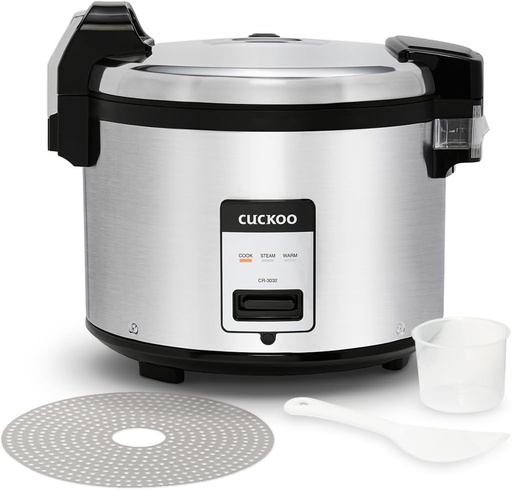 [BRSWIB3YDMDWAFIV] CUCKOO Commercial Rice Cooker & Warmer, Extra Large Rice Cooker 30-Cup Uncooked / 60-Cup Cooked, Professional Industrial Grain Cooker with Large Capacity, Easy One-Touch Operation, Silver (CR-3032)