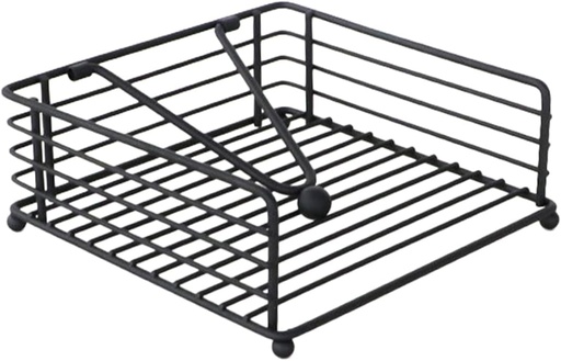 [BRSRAGI5ABYA2AIU] Unomor Iron Napkin Holder Rack Household Napkin Storage Shelf for Living Room Kitchen and Restaurant Use Space-saving Design Black