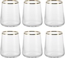 Generico Luster ML420 Water Glasses Set of 6 Gold Rim Glass