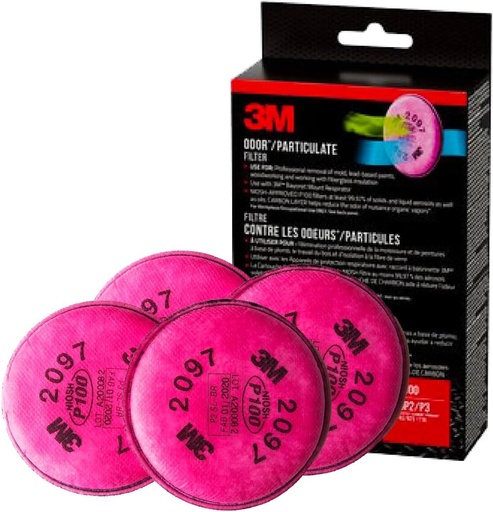 [BRSWIZI2C4FAA2I5] 3M Performance P100 Particulate + Odor Filters, 2 pairs, NIOSH-APPROVED P100, 99.97% Filtration Efficiency Against Solids & Liquid Aerosols, For Use With 3M 6000, 6500 & 7500 Series (2097P2-DC)